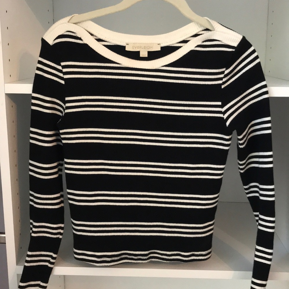 anthropologie white and cream stripe sweater